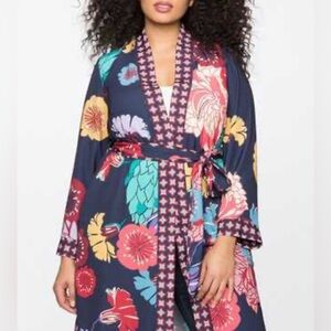 Eloquii Multicolor Floral Women's Duster